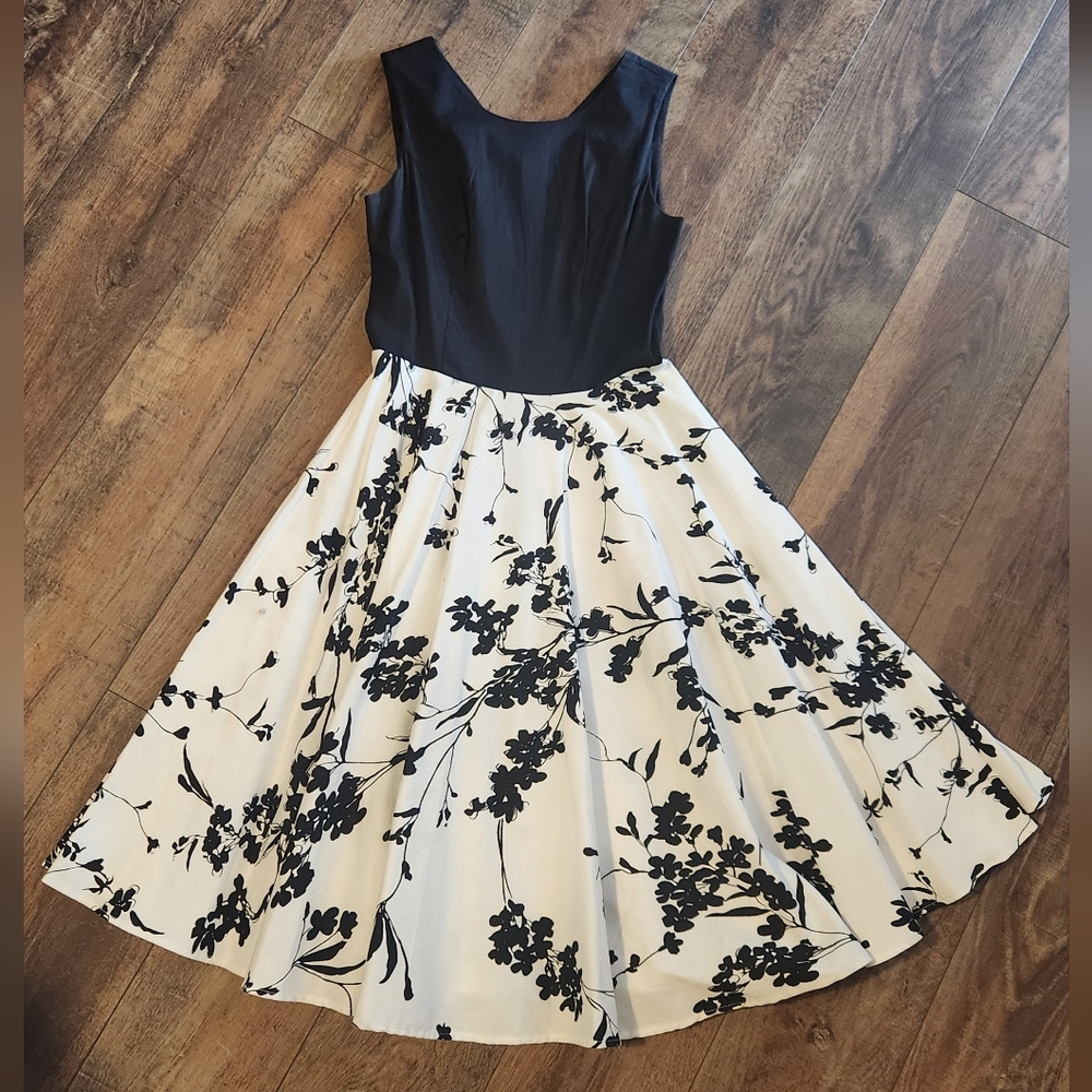 Grace Karin Black and White Floral Midi Dress